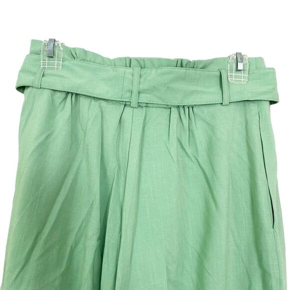 Stradivarius Asos Green Mid Rise Belted Wide Leg Slacks Size Medium - Picture 3 of 11